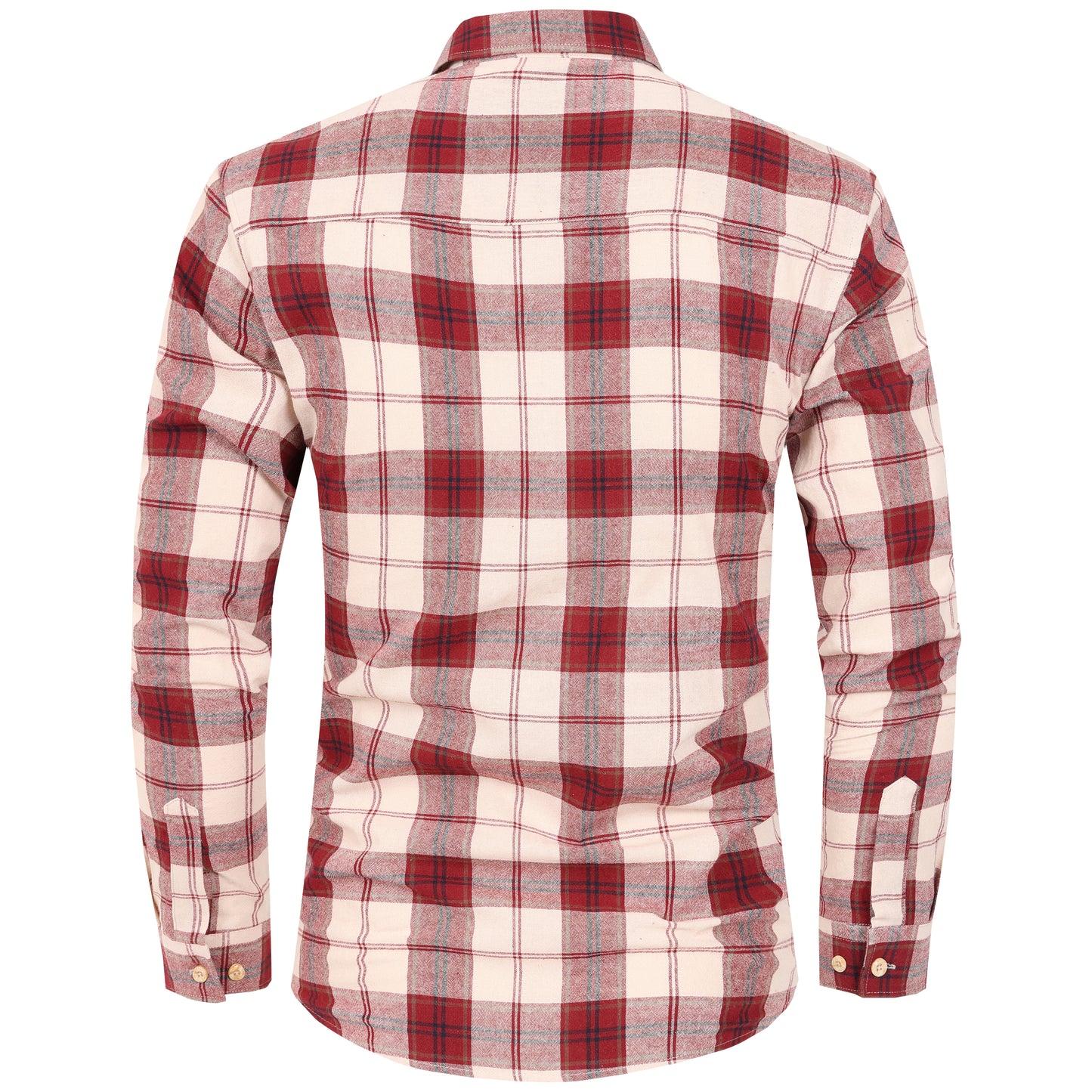 Men's Long Sleeve Checked Cotton Shirt - Red / Navy