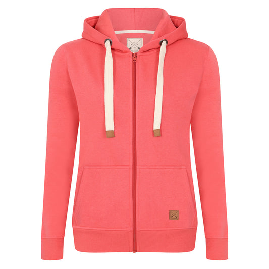 Ladies Fleece Lined Full Zip Hoodie - Coral