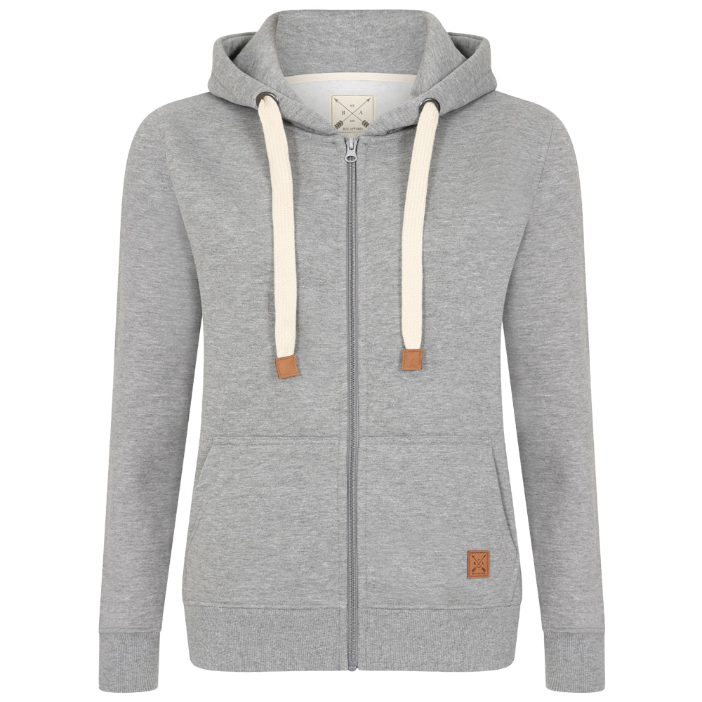 Ladies Fleece Lined Full Zip Hoodie - Charcoal