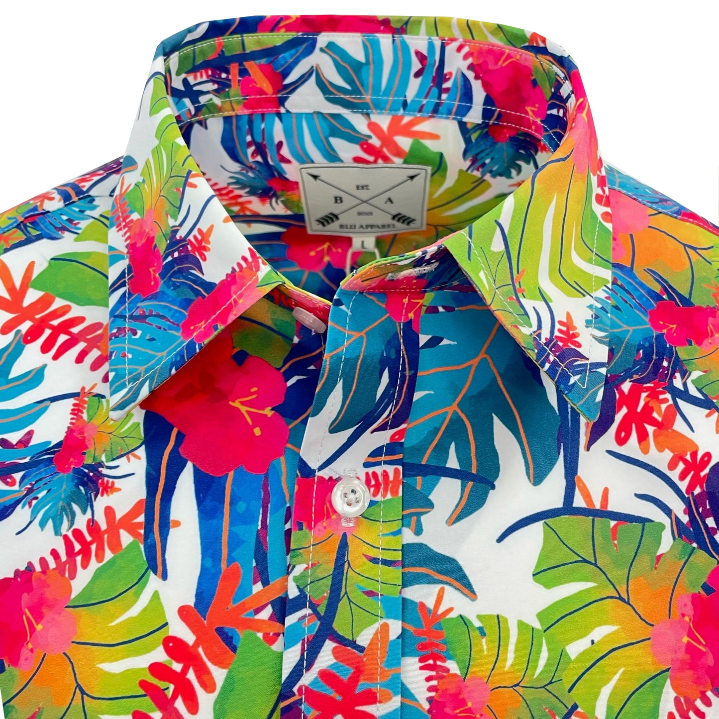 Men's Short Sleeve Hawaiian Shirt - Tropical Leaf