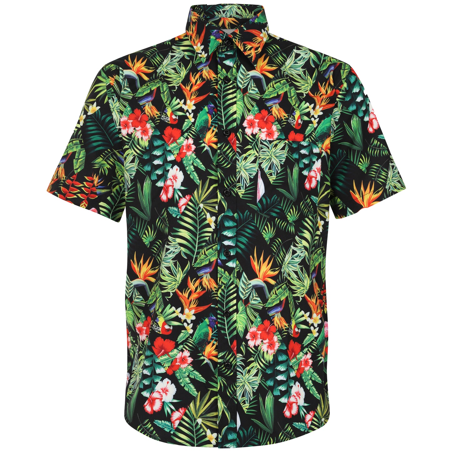 Men's Short Sleeve Hawaiian Shirt - Tropical Leaf