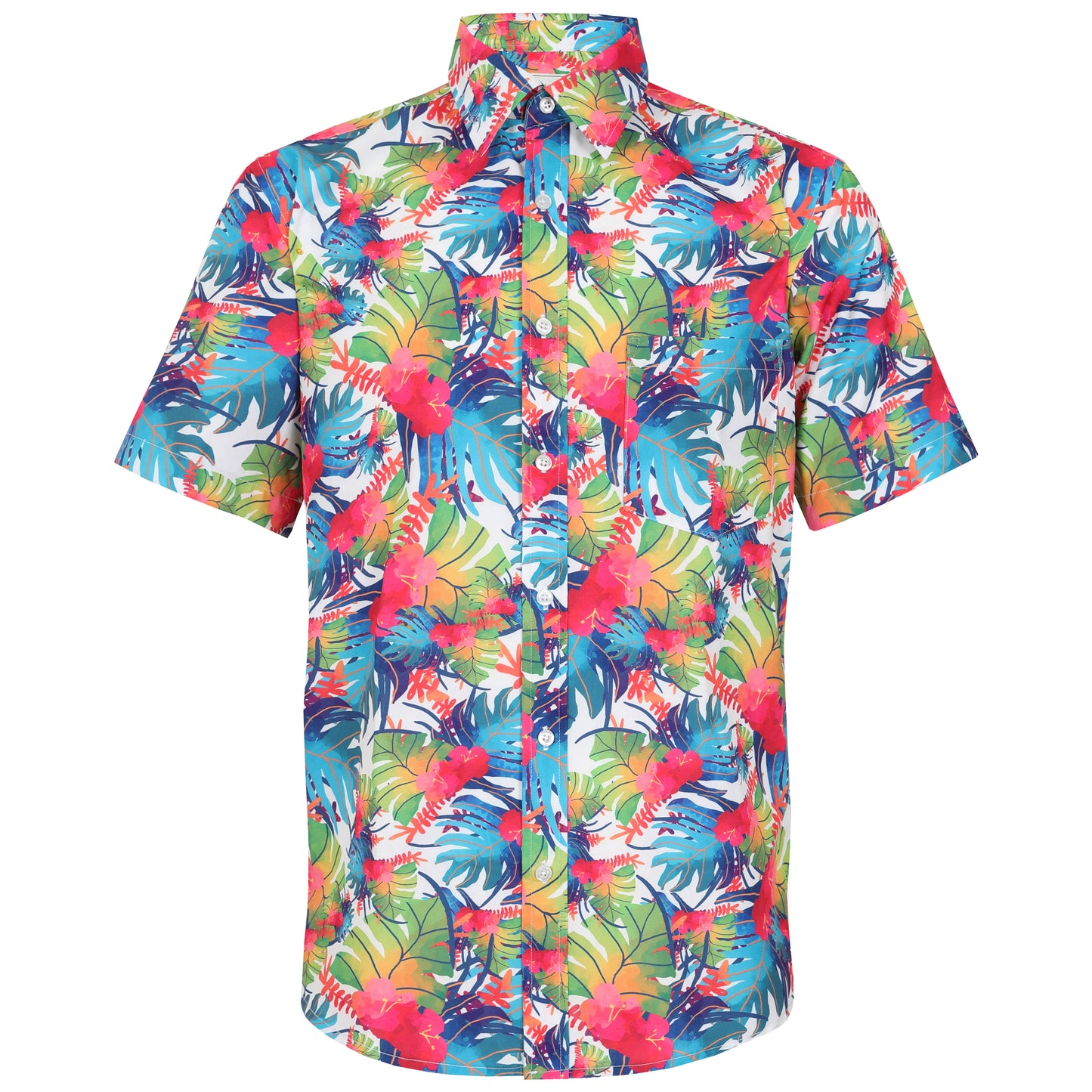 Men's Short Sleeve Hawaiian Shirt - Tropical Leaf