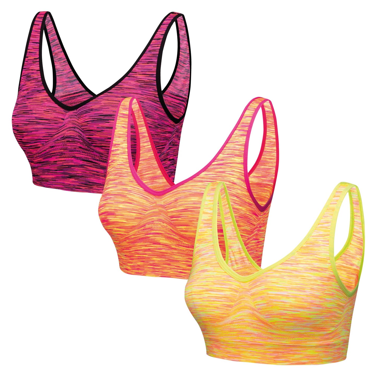3 Pack Comfort Marl Seamless Bras - Blu Apparel