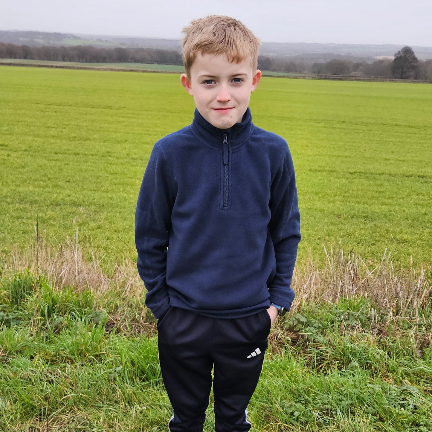 Kids 1/4 Zip Fleece Jumper - Navy