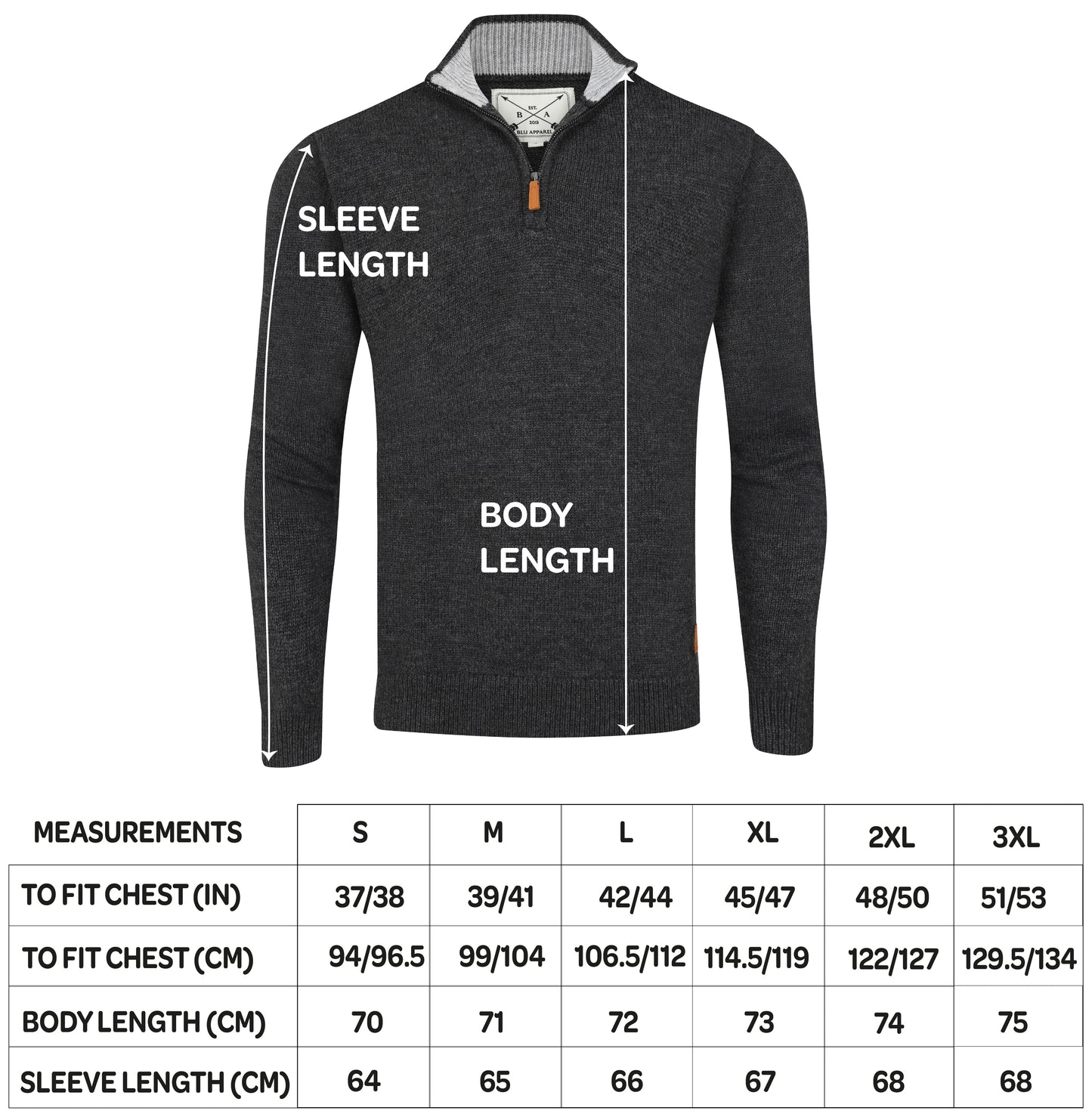 Mens 1/4 Zip Knitted Jumper - Grey