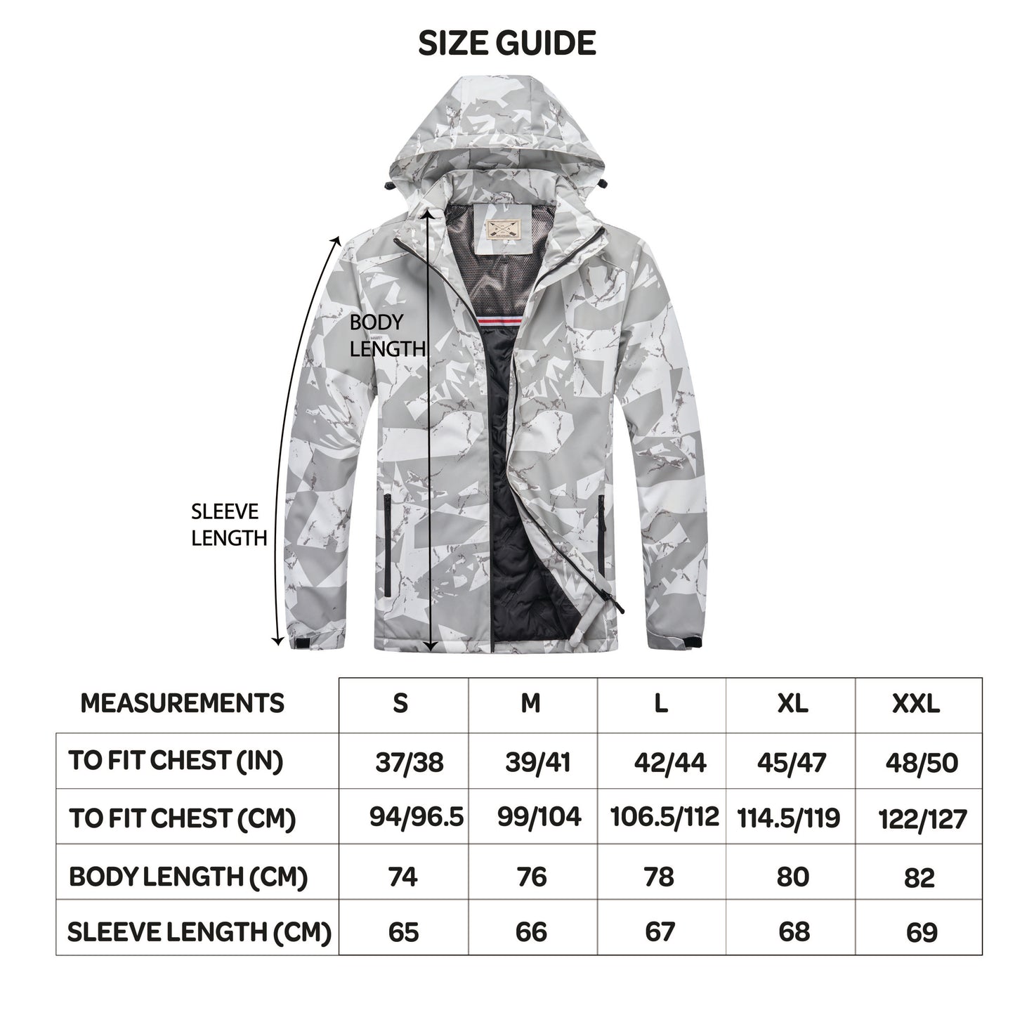 Men’s Padded Waterproof Camo Coat - Black