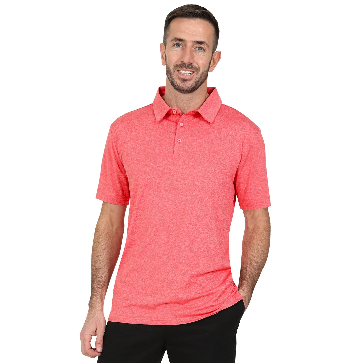 Men's Short Sleeve Golf Polo - Red Marl