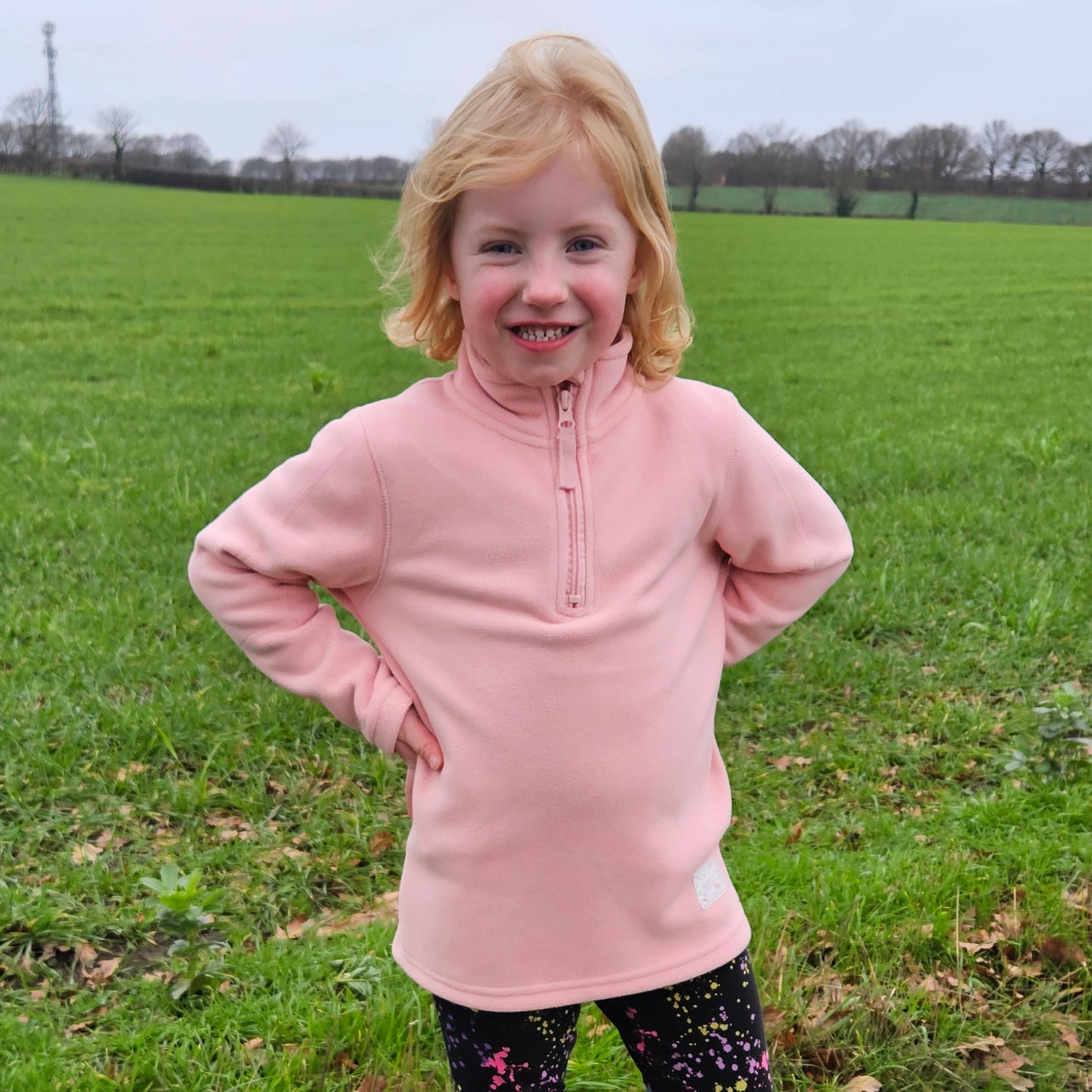 Kids 1/4 Zip Fleece Jumper - Pink