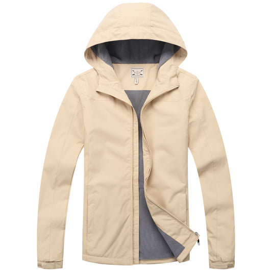 Ladies Fleece Lined Rain Jacket - Beige - Blu Apparel