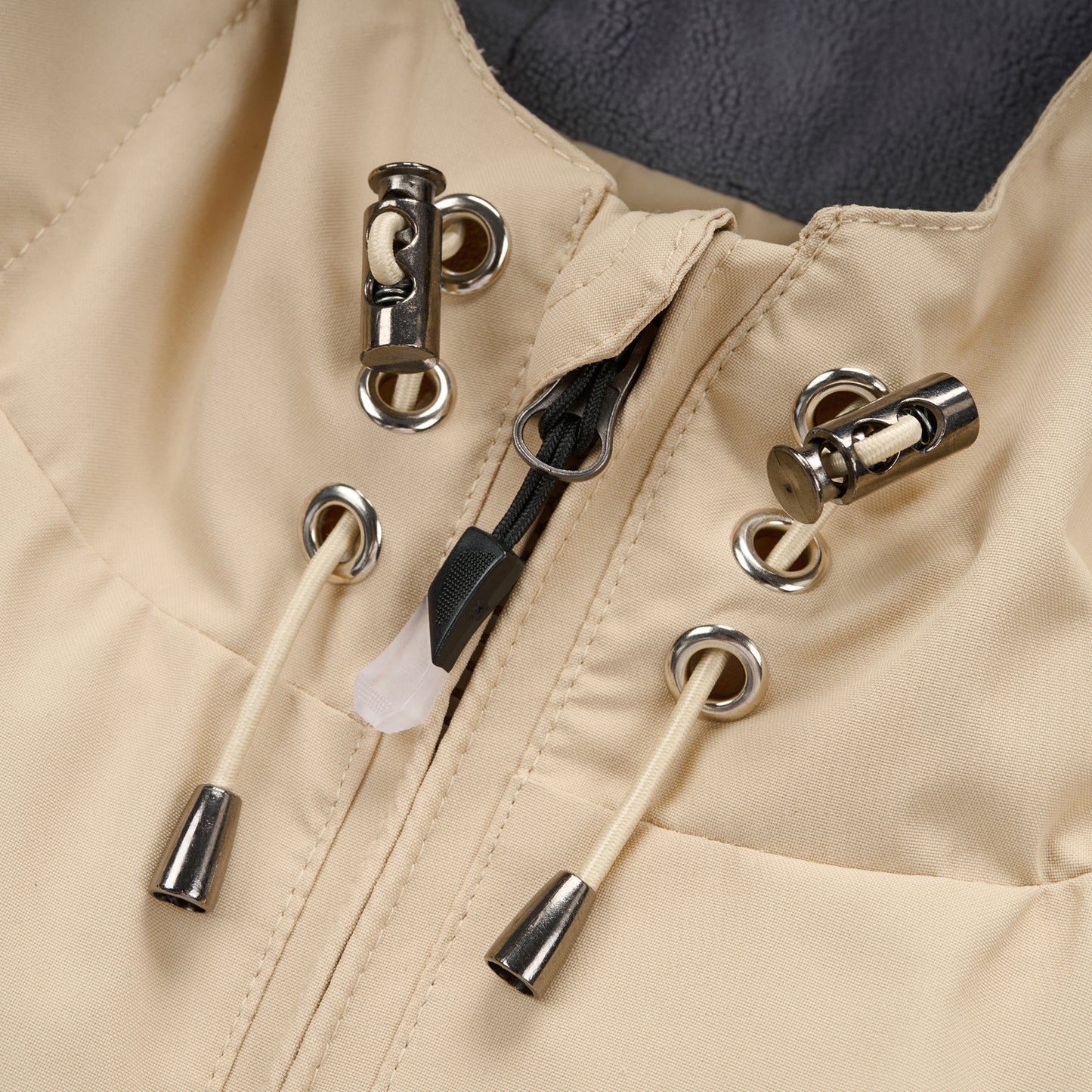 Ladies Fleece Lined Rain Jacket - Beige - Blu Apparel
