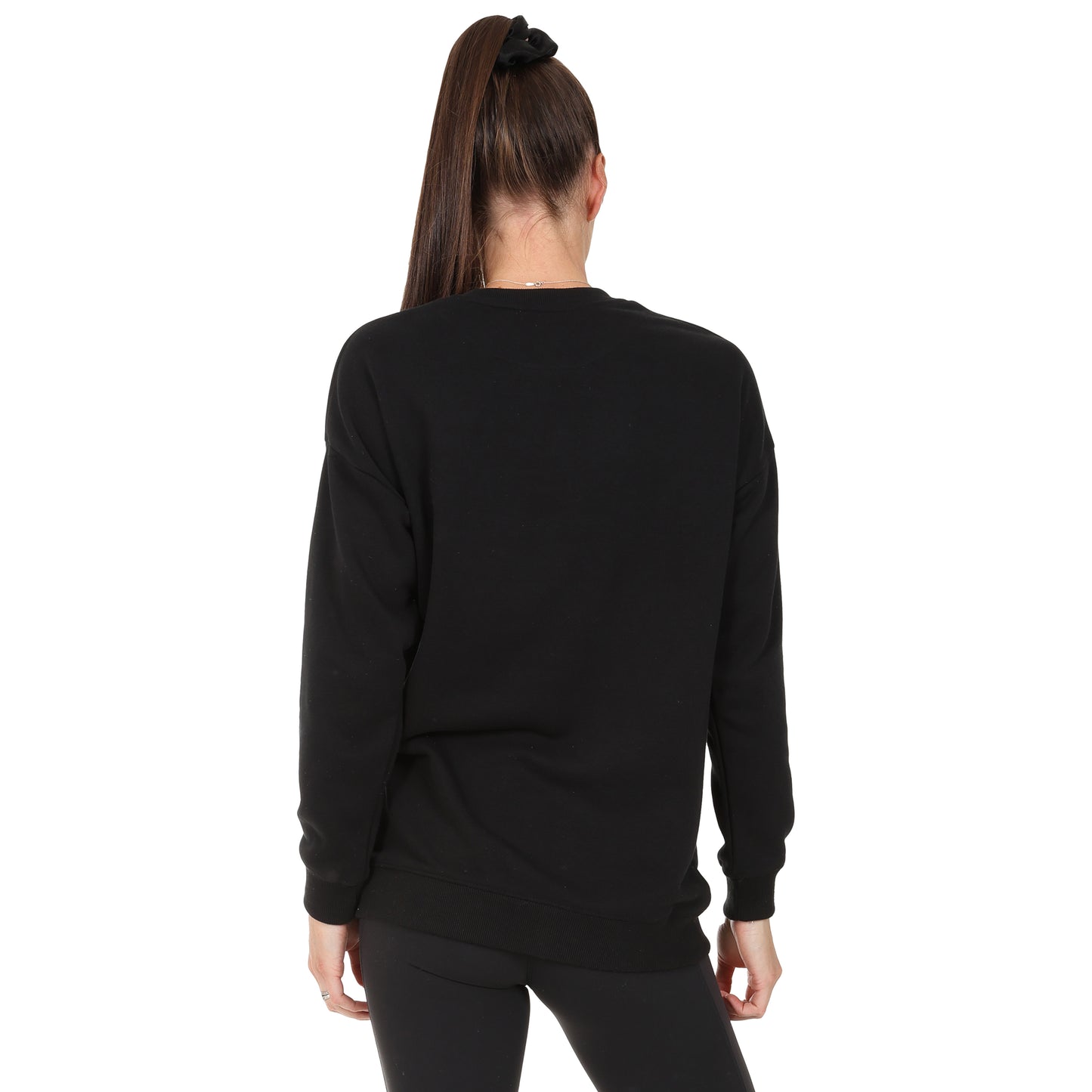 Ladies Oversized Crew Neck Sweater - Black