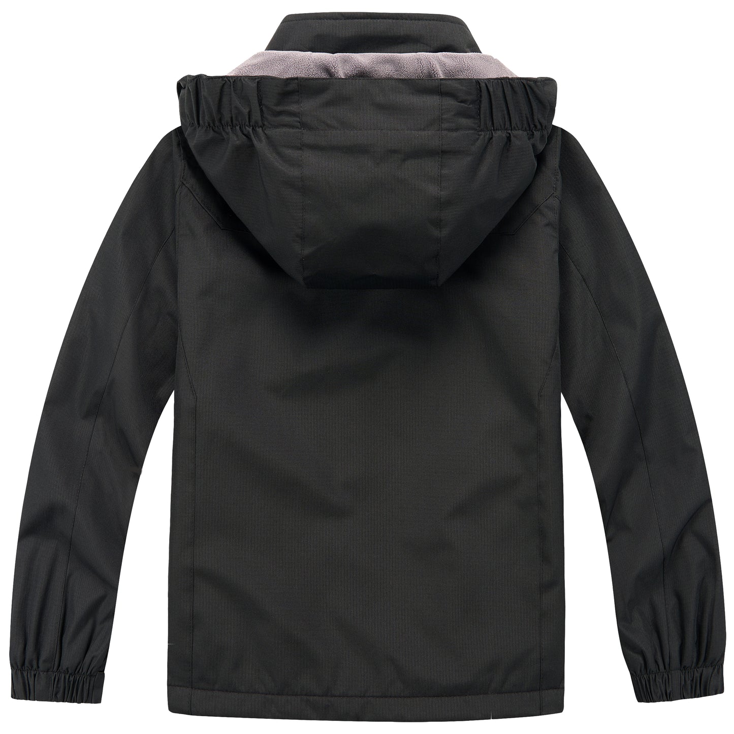 Kids Fleece Lined Waterproof Rain Jacket - Black