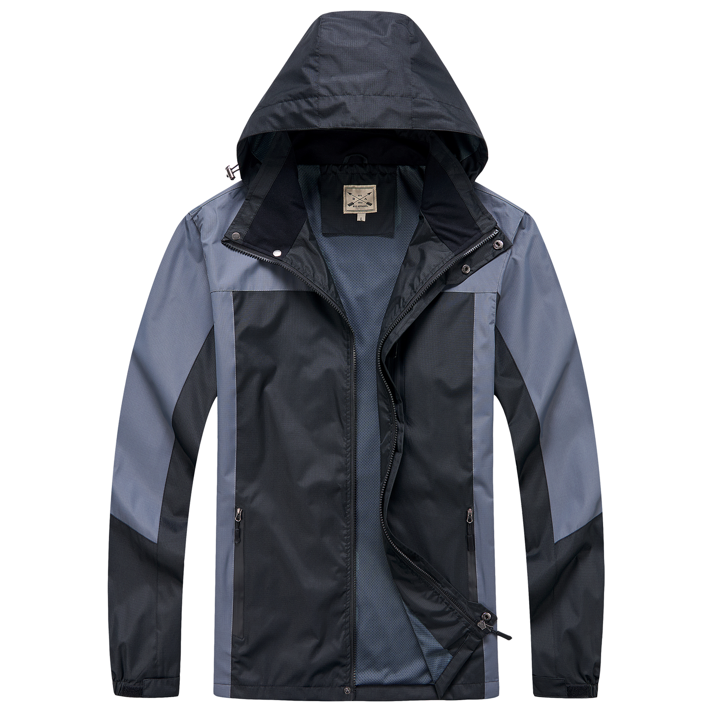 Men's Outdoor Rain Jacket - Black / Grey