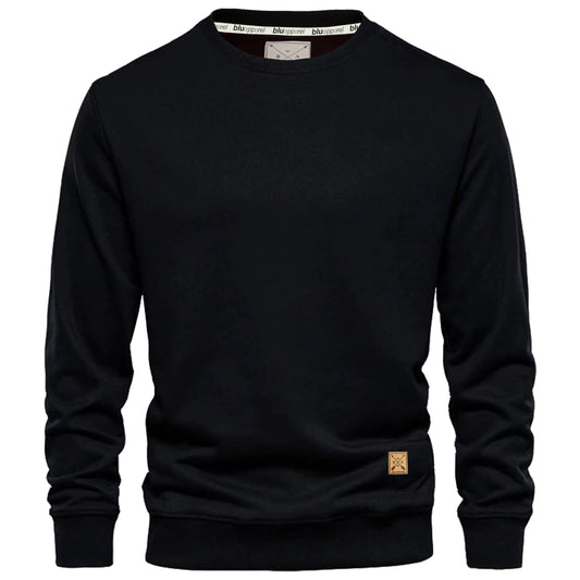Men's Fleece Lined Crew Sweater - Black