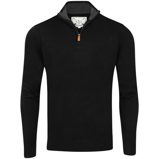 Mens 1/4 Zip Knitted Jumper - Black