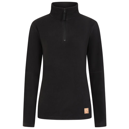 Ladies 1/4 Zip Fleece Jumper - Black