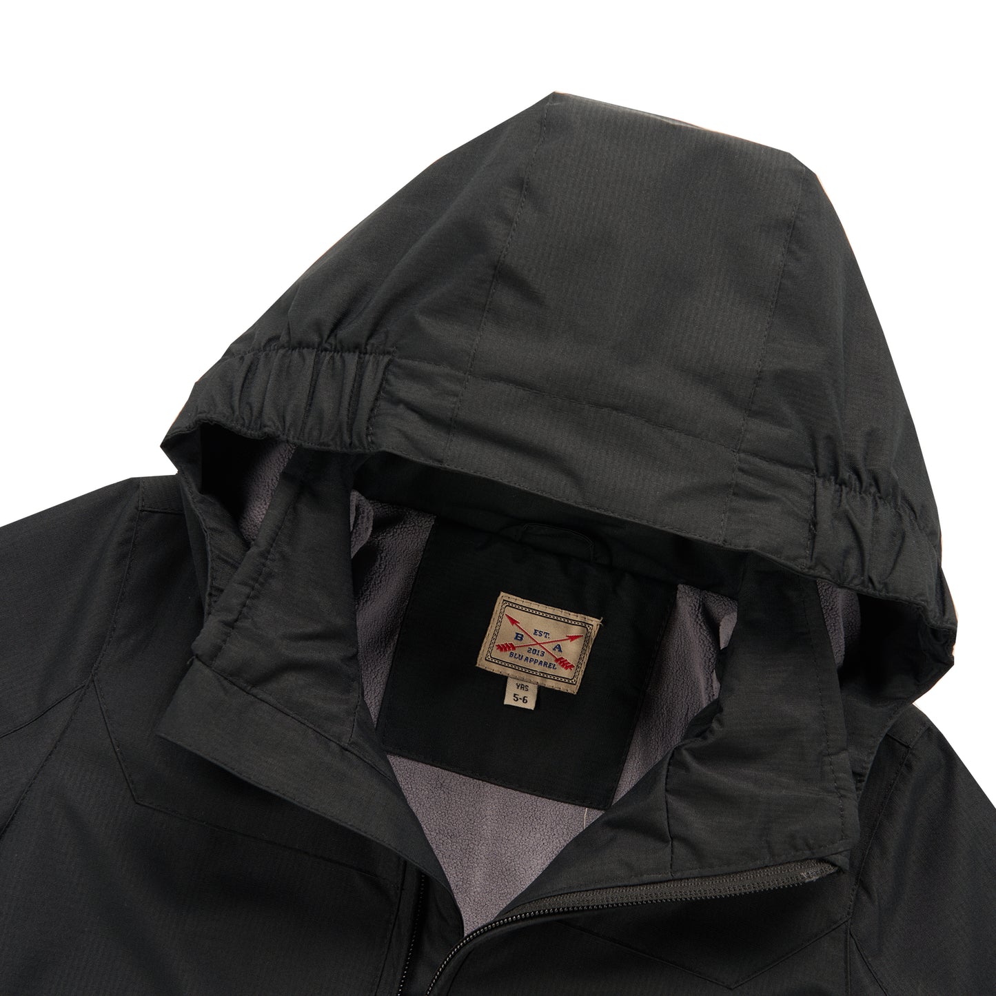 Kids Fleece Lined Waterproof Rain Jacket - Black