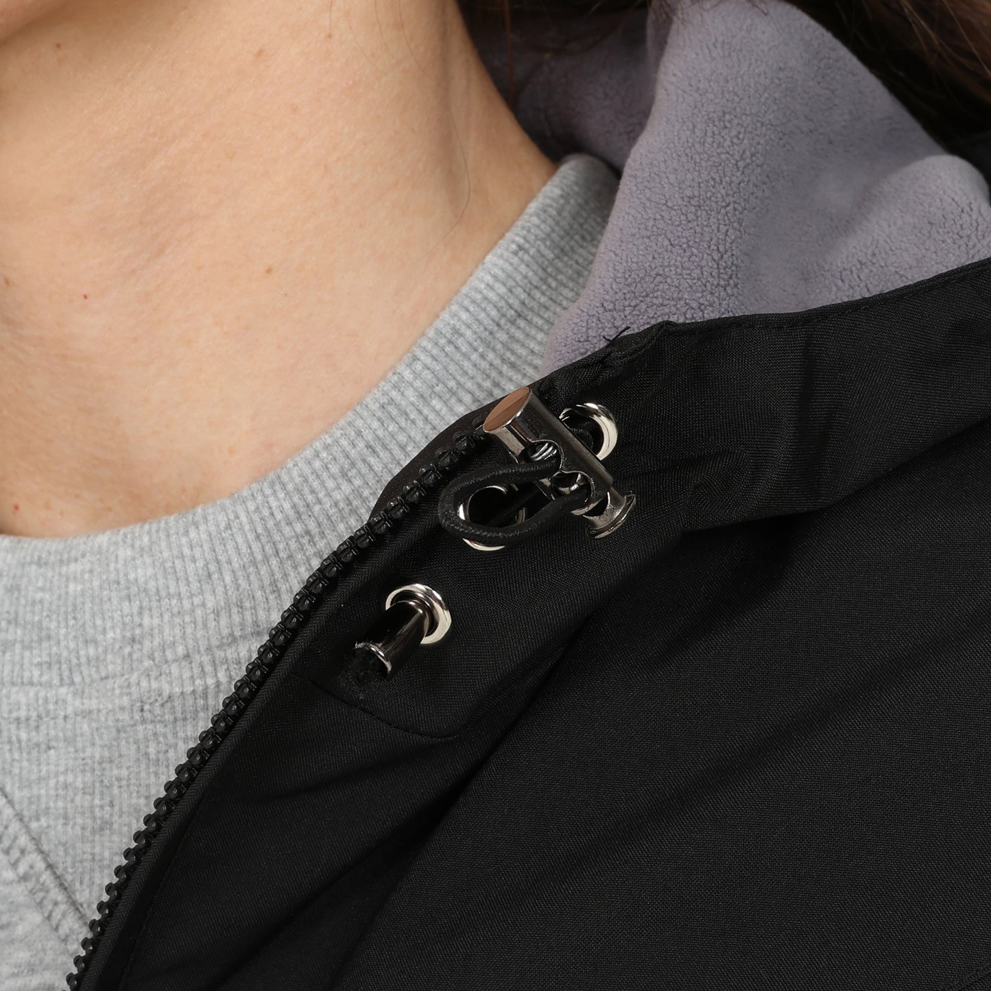 Ladies Fleece Lined Rain Jacket - Black - Blu Apparel
