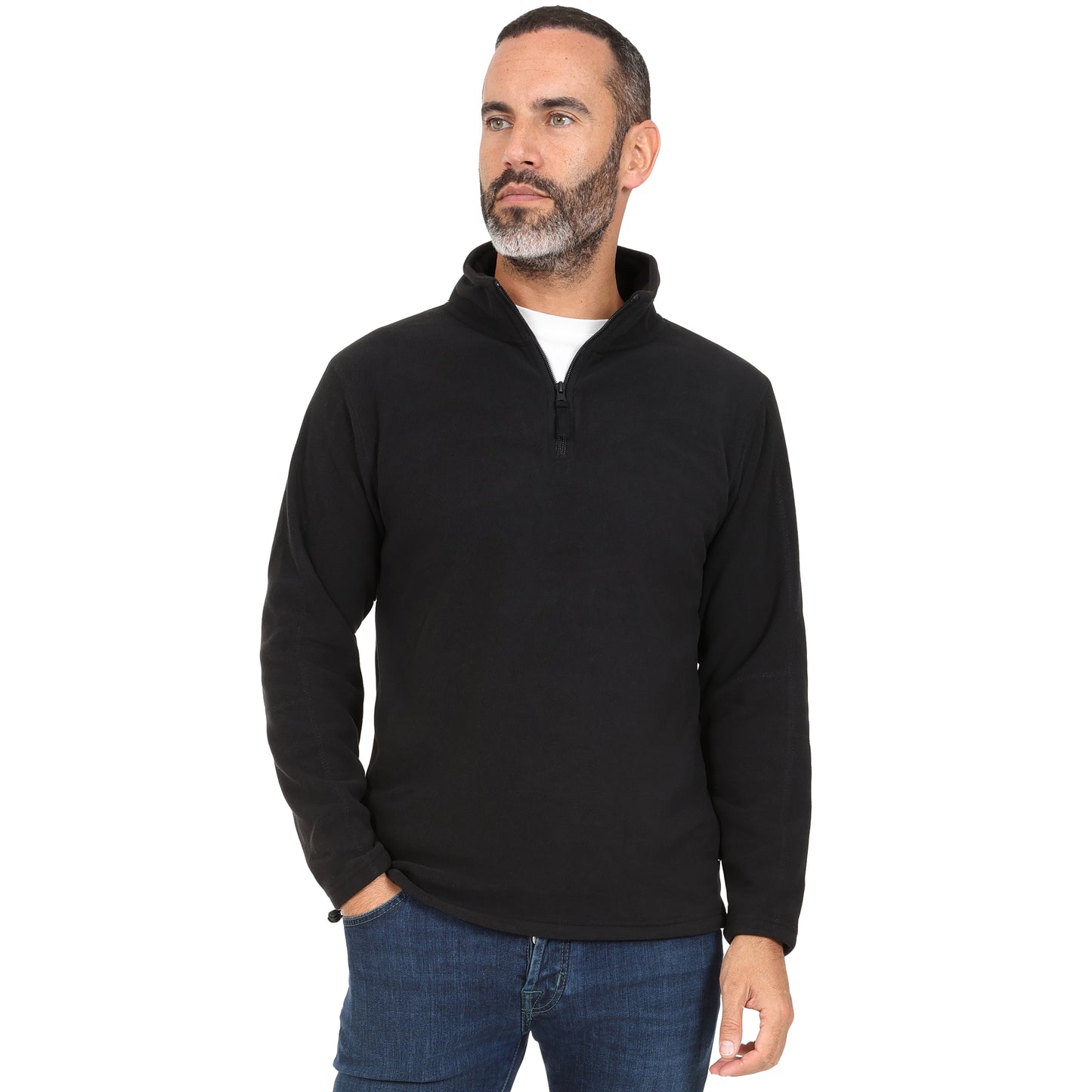 Mens 1/4 Zip Fleece Jumper - Black