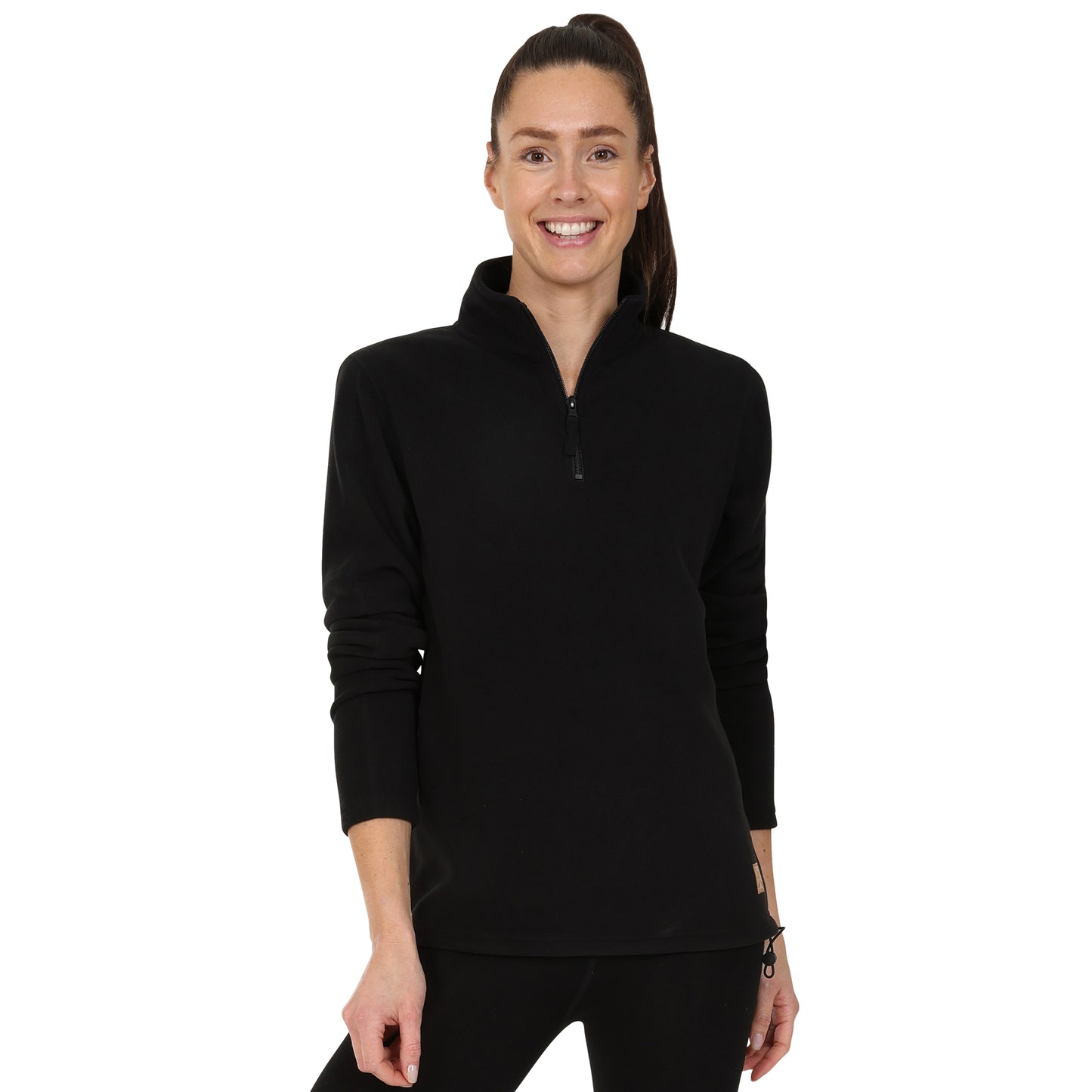 Ladies 1/4 Zip Fleece Jumper - Black