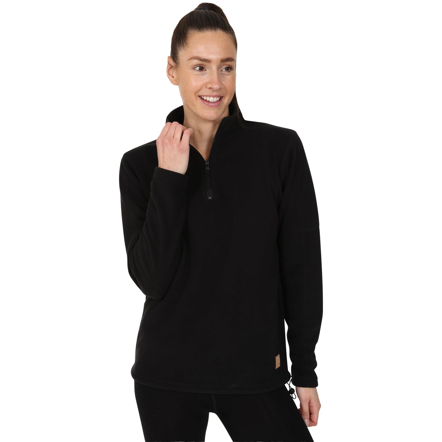 Ladies 1/4 Zip Fleece Jumper - Black