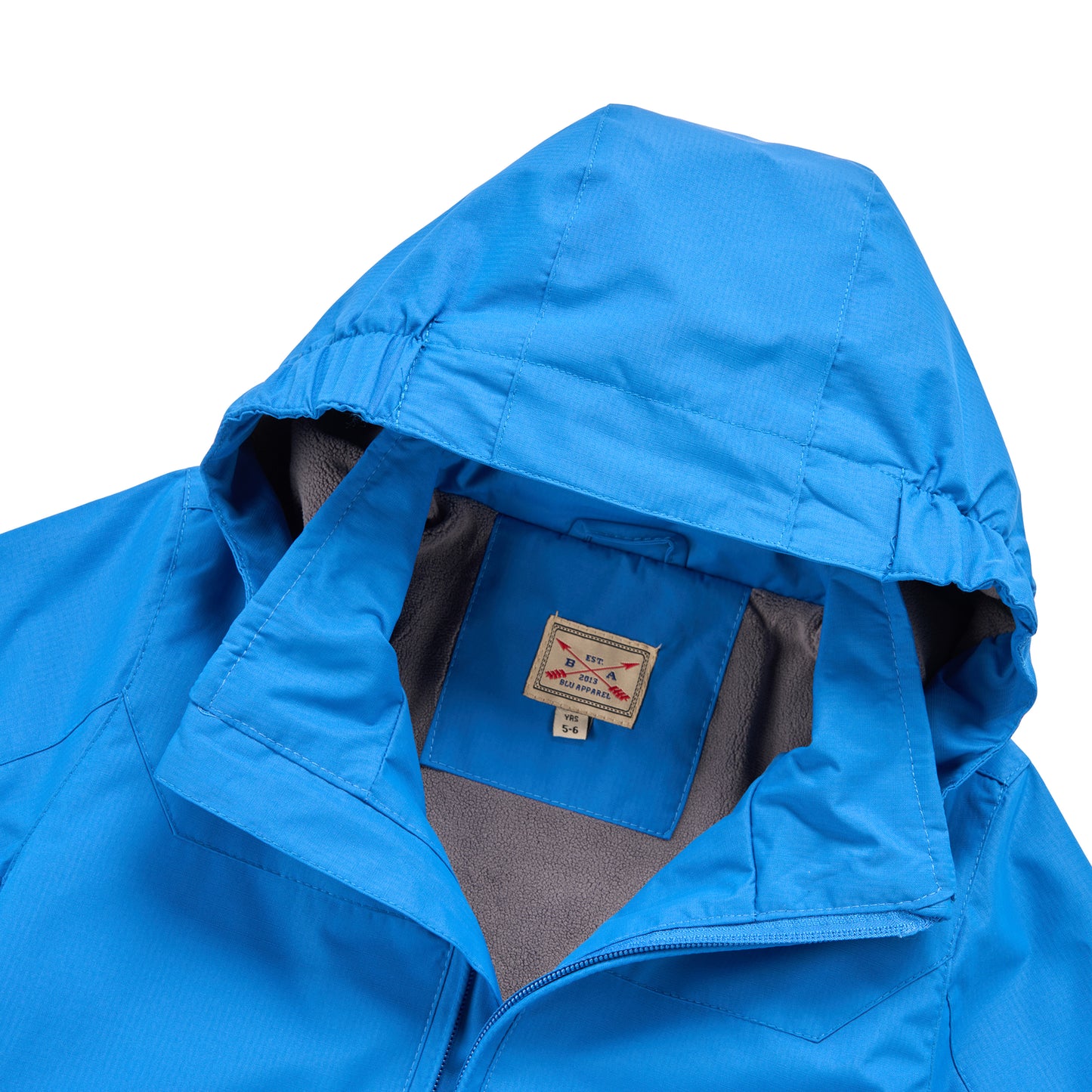 Kids Fleece Lined Waterproof Rain Jacket - Cobalt