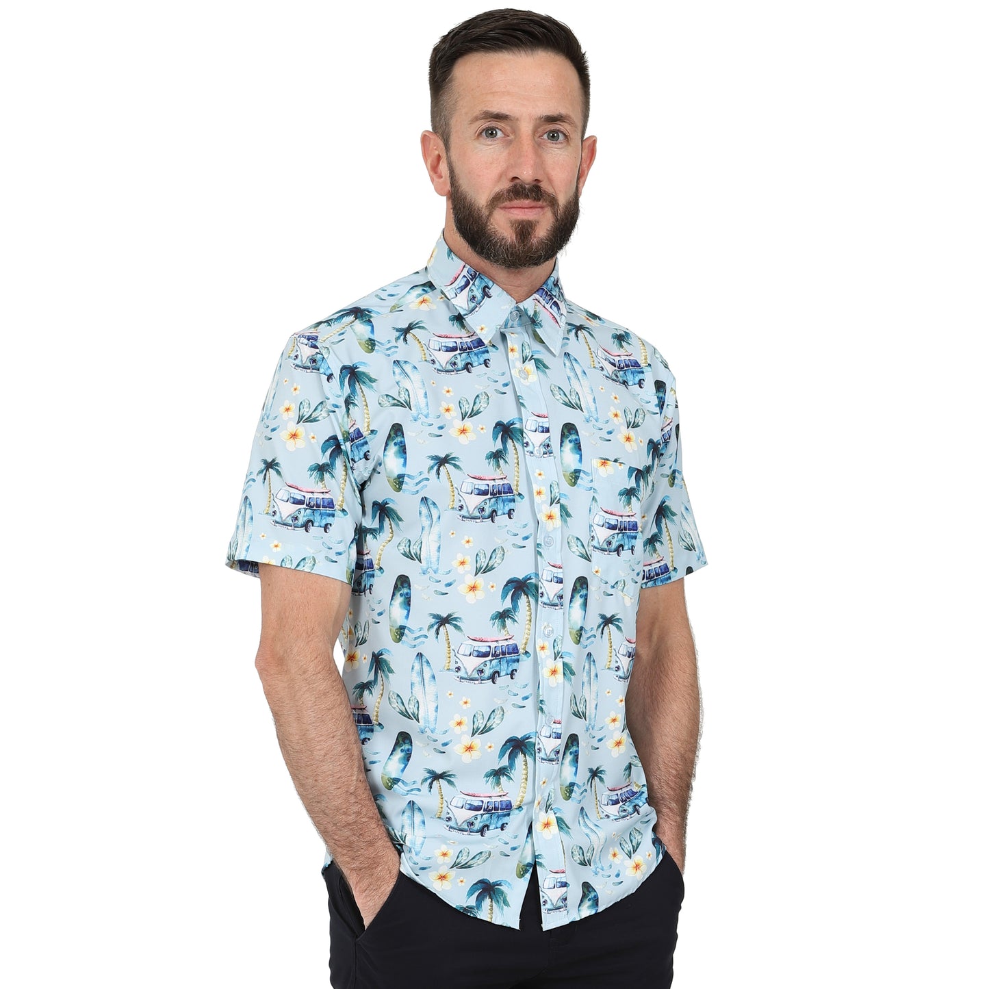 Men's Short Sleeve Hawaiian Shirt - Navy Floral