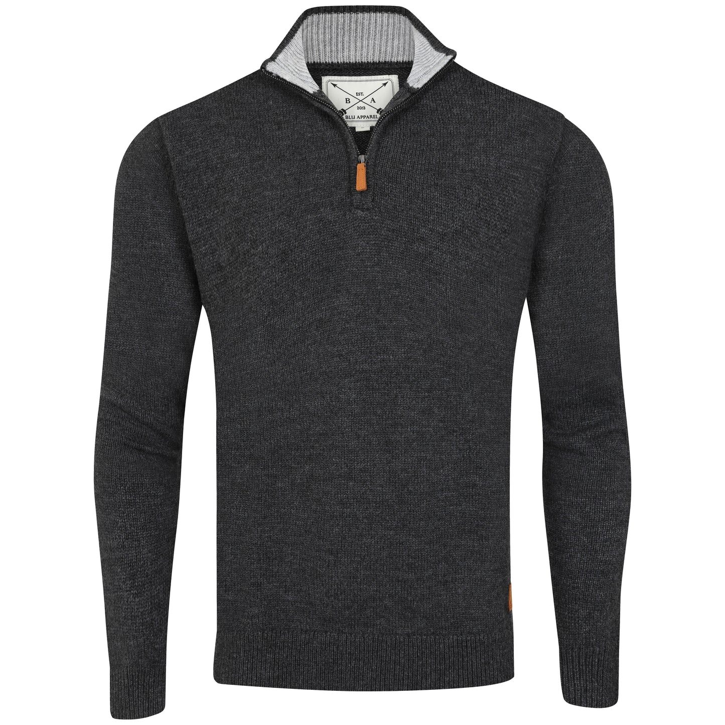 Mens 1/4 Zip Knitted Jumper - Grey