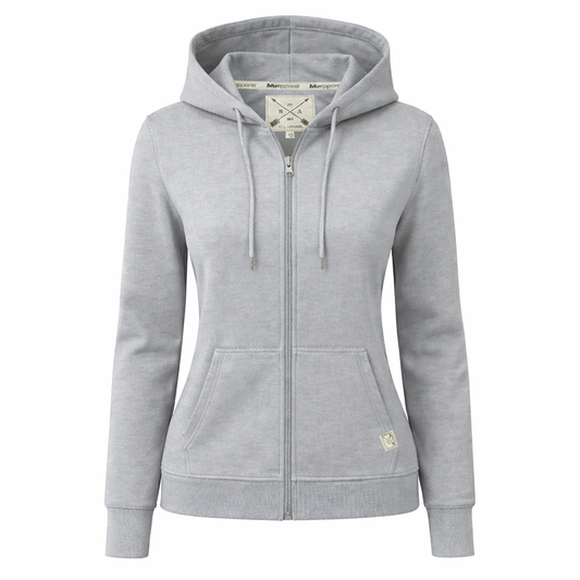 Ladies Mid-Weight Full Zip Hoodie - Grey Marl