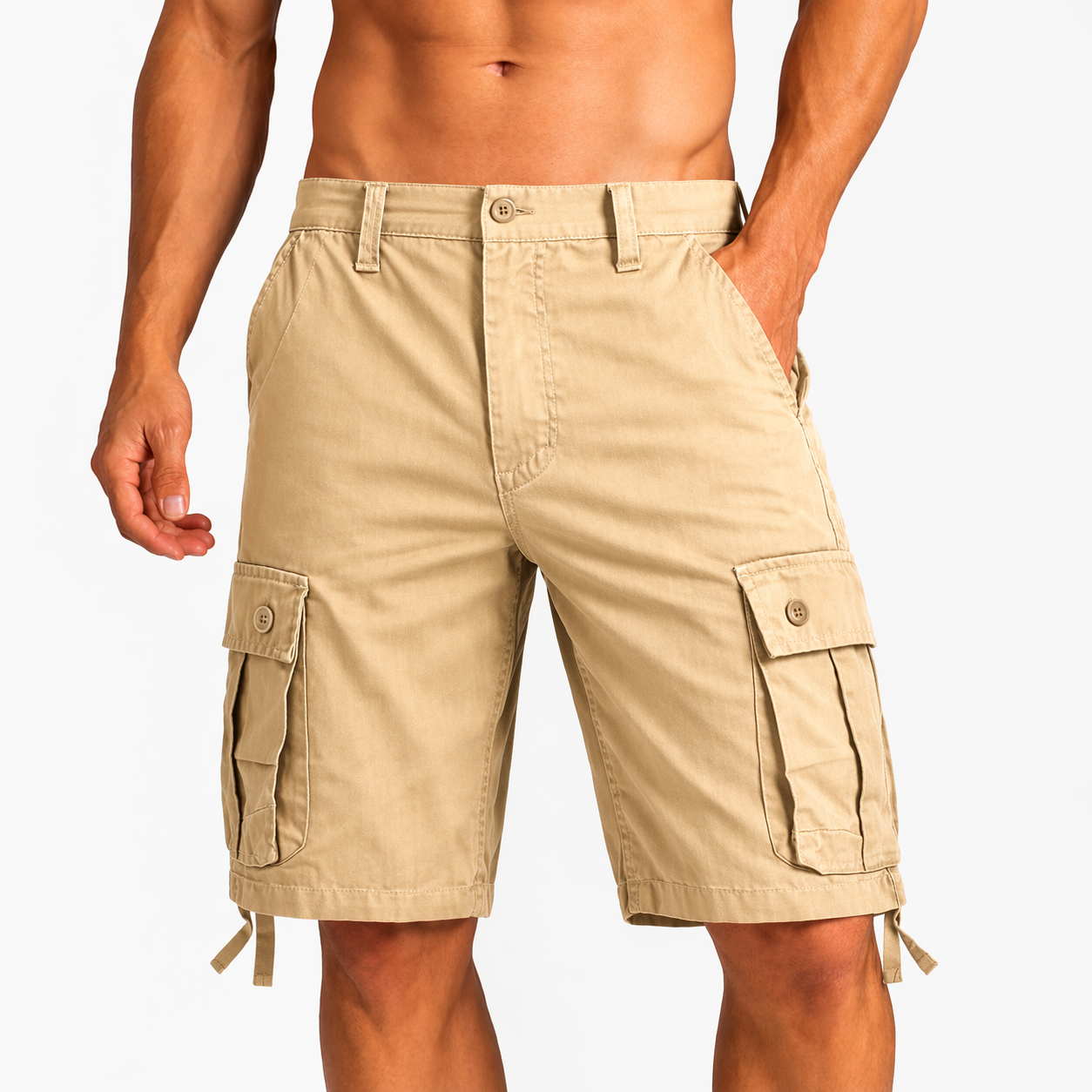 Men's Cargo Shorts - Beige