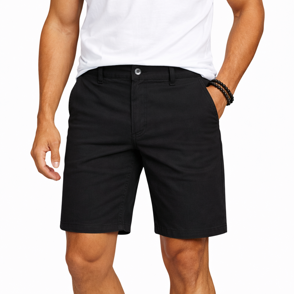 Men's Cotton Stretch Chino Shorts - Black