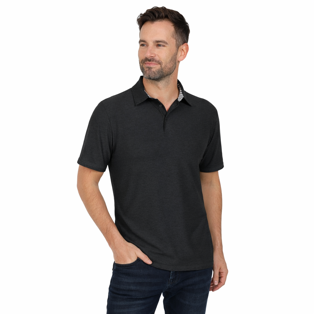 Men's Dry Fit Golf Polo - Black Marl