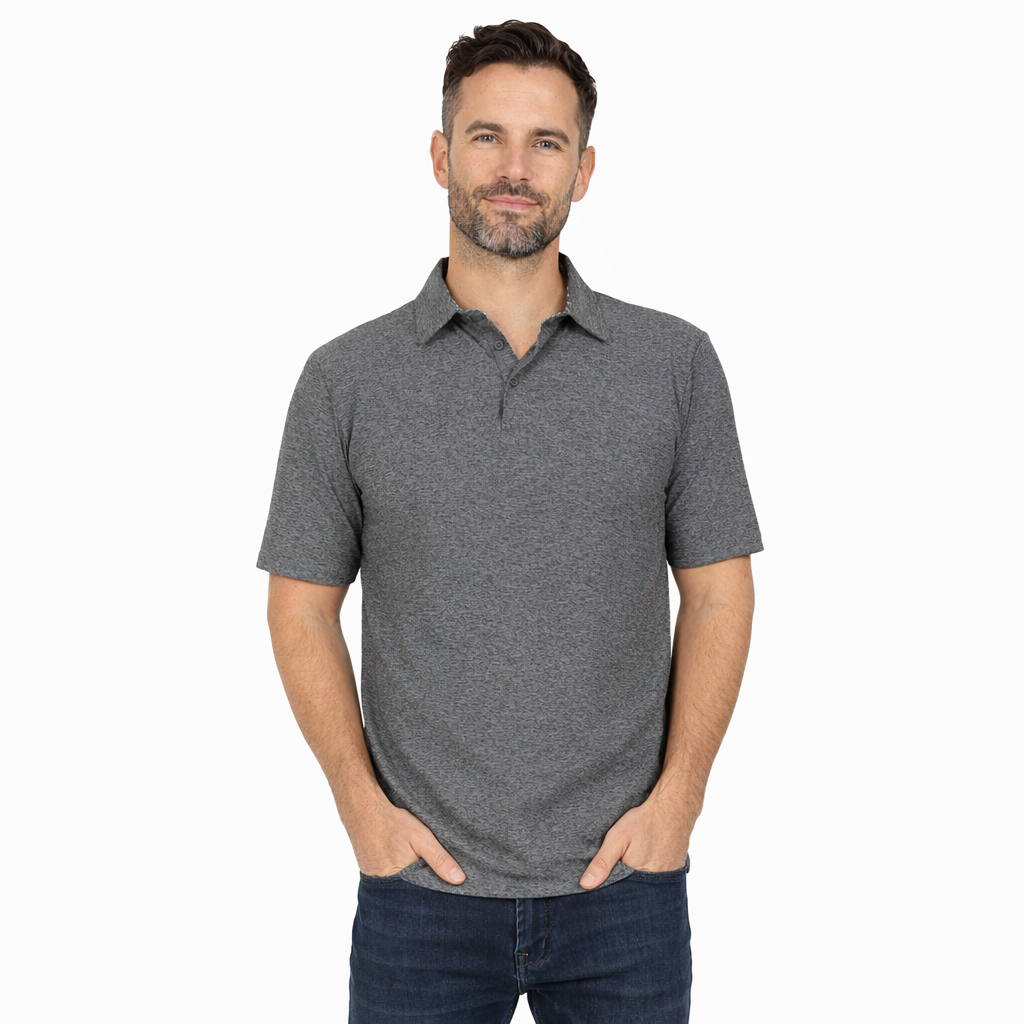 Men's Dry Fit Golf Polo - Charcoal Marl