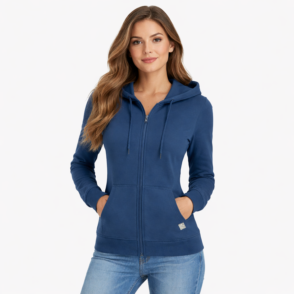 Ladies Mid-Weight Full Zip Hoodie - Petrol
