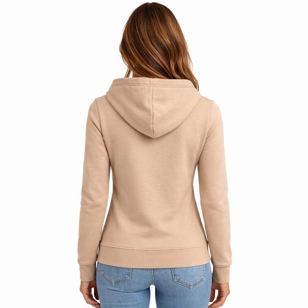 Ladies Mid-Weight Full Zip Hoodie - Beige