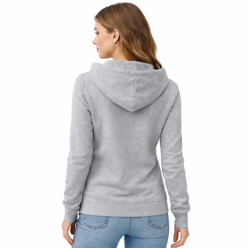 Ladies Mid-Weight Full Zip Hoodie - Grey Marl