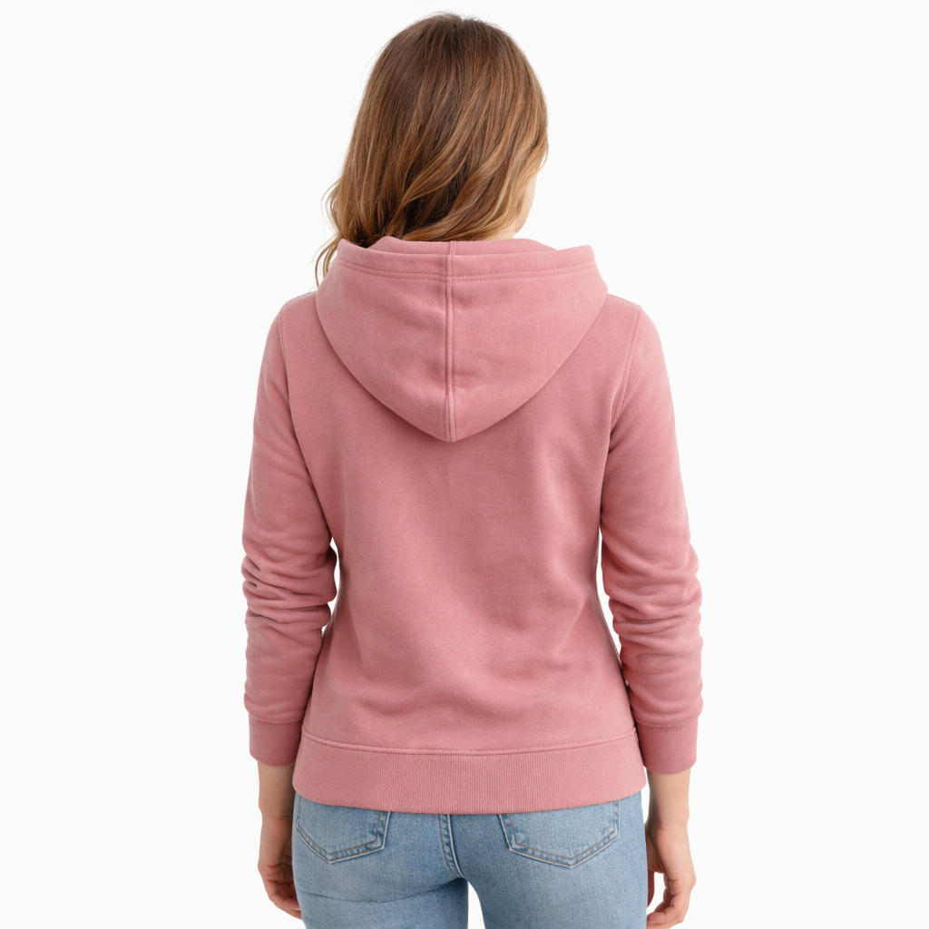 Ladies Mid-Weight Full Zip Hoodie - Dusky Pink