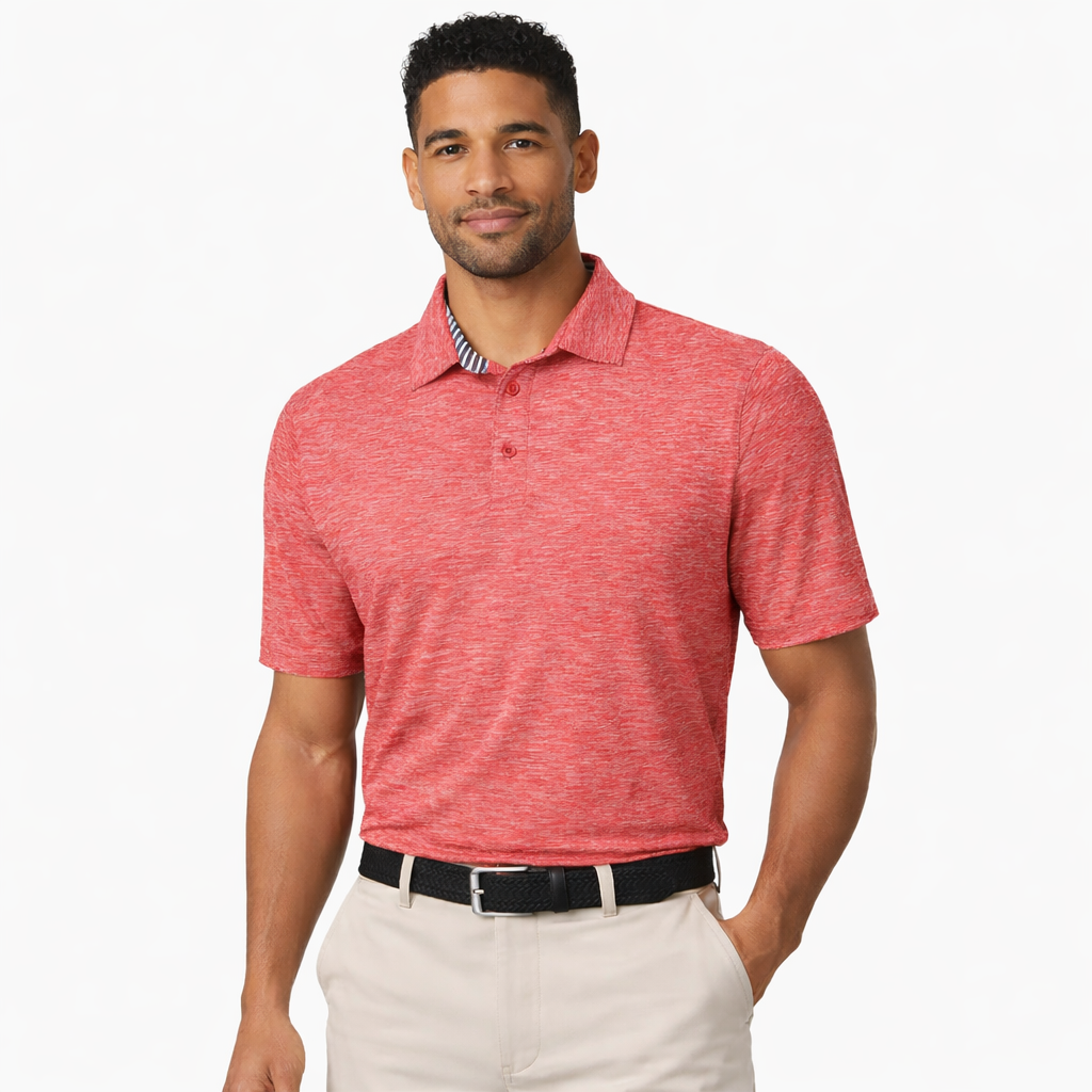 Men's Dry Fit Golf Polo - Red Marl