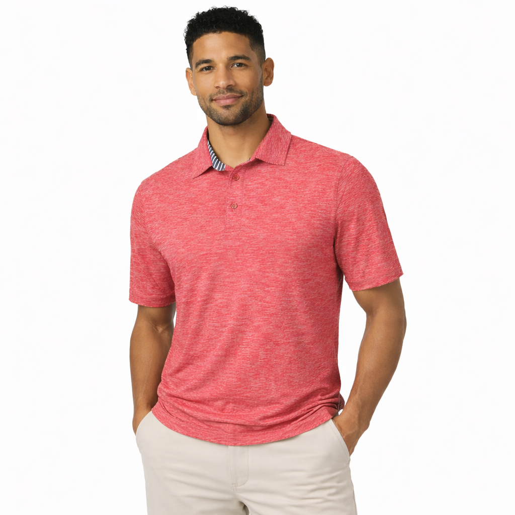 Men's Dry Fit Golf Polo - Red Marl