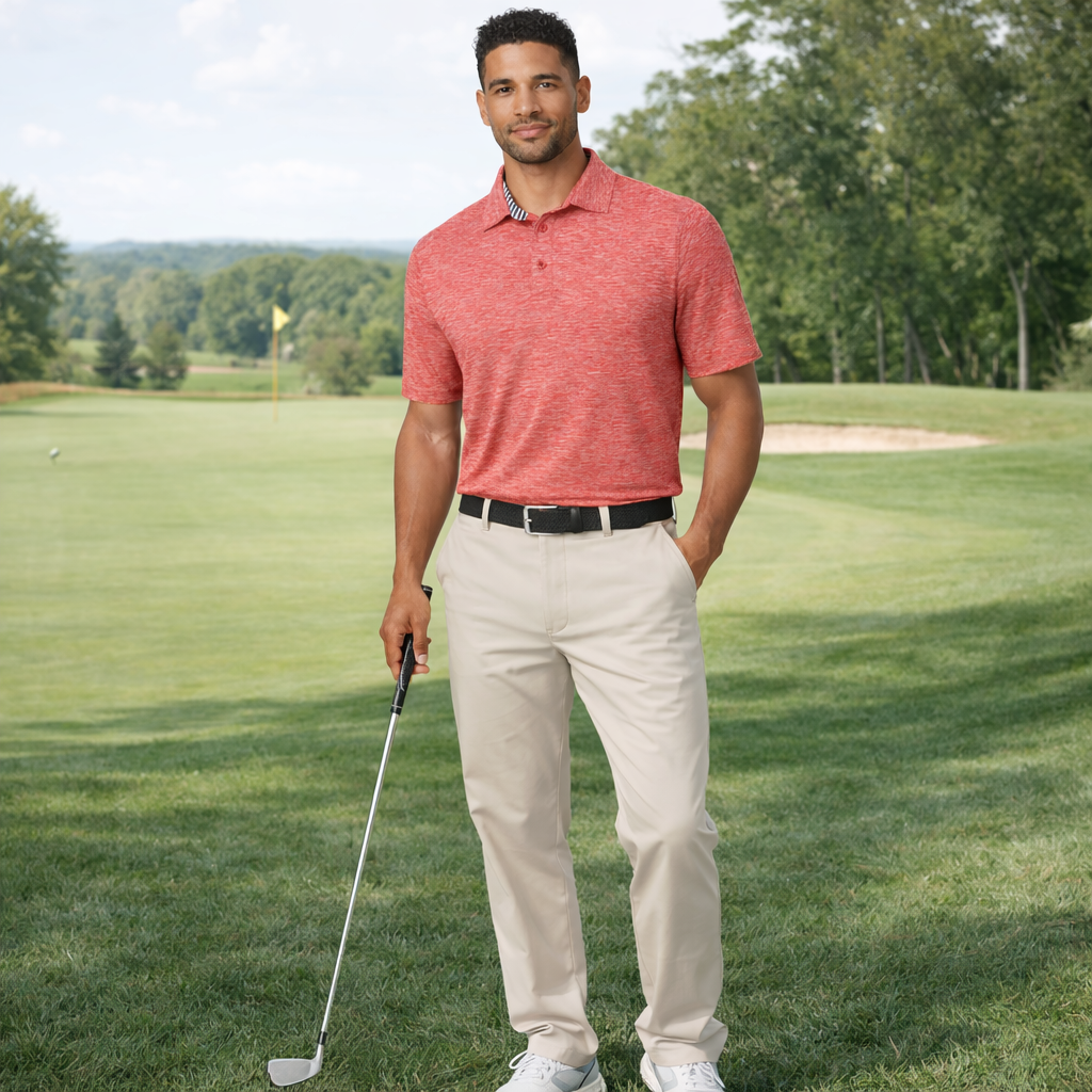 Men's Dry Fit Golf Polo - Red Marl
