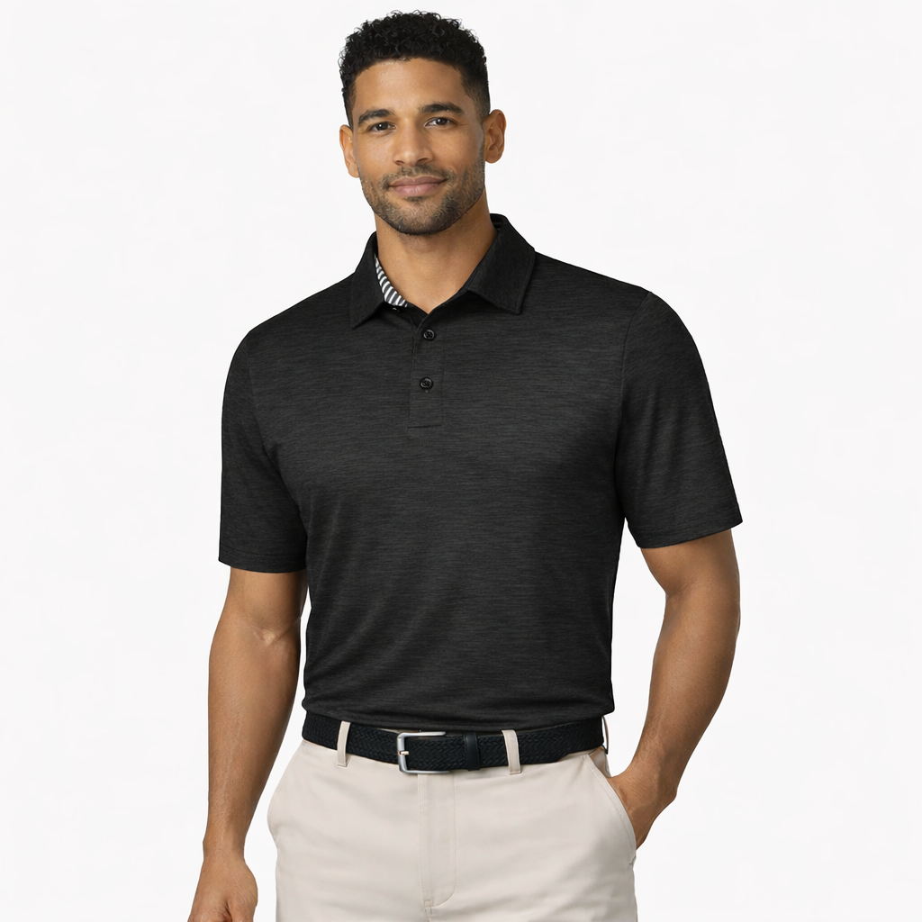 Men's Dry Fit Golf Polo - Black Marl