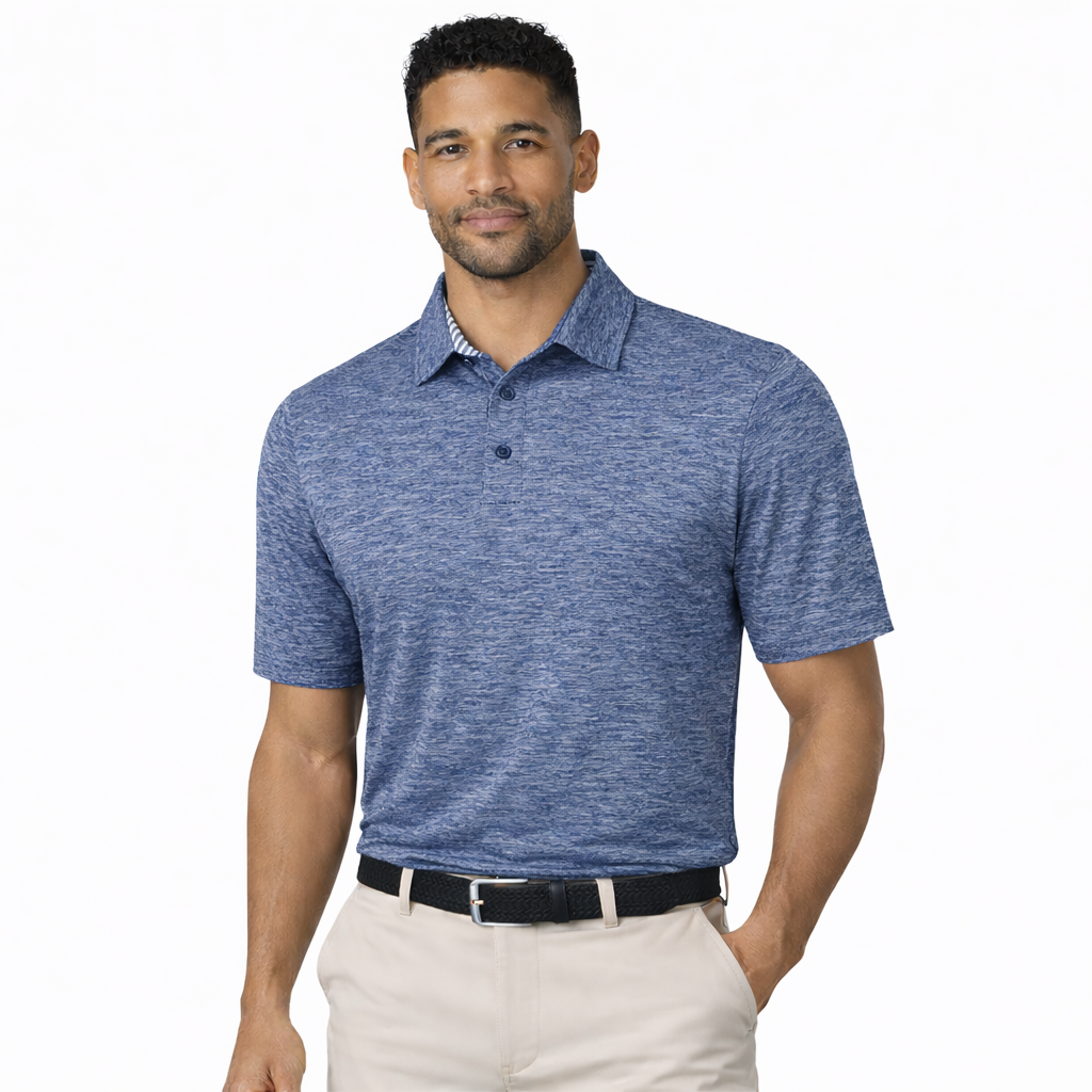 Men's Dry Fit Golf Polo - Navy Marl