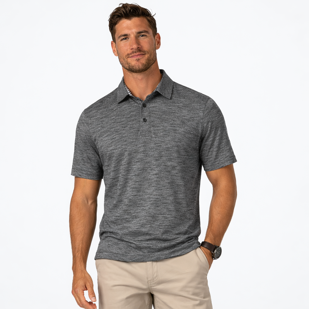 Men's Dry Fit Golf Polo - Charcoal Marl