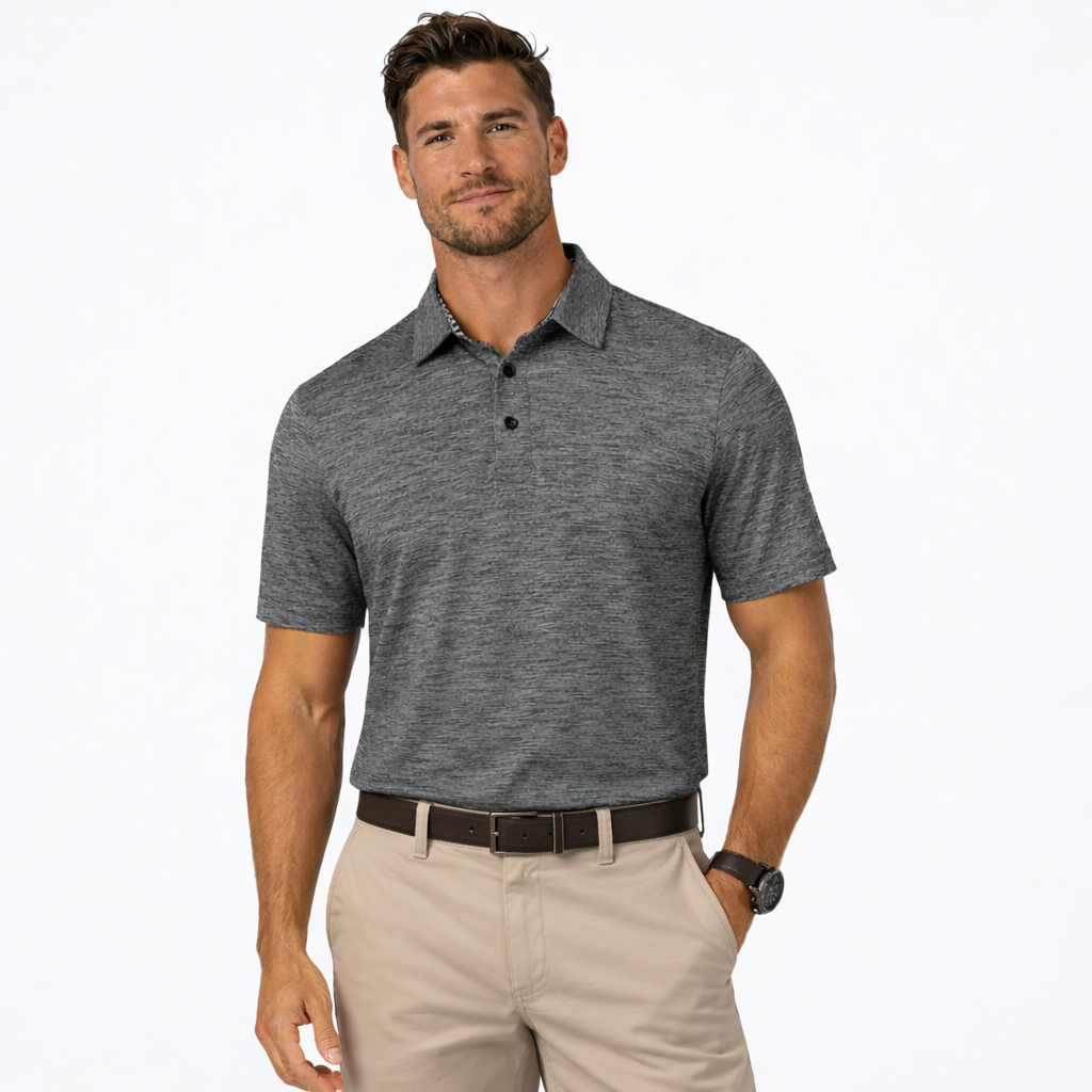 Men's Dry Fit Golf Polo - Charcoal Marl