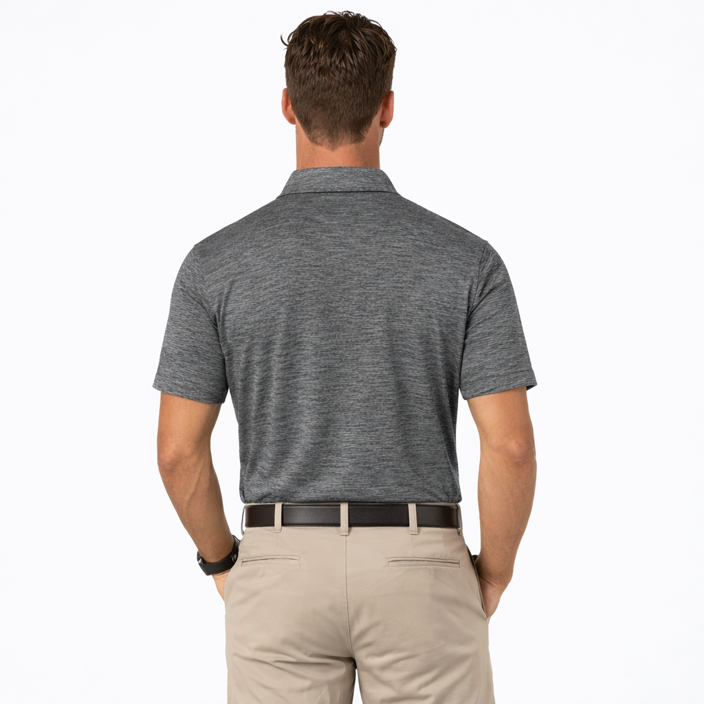 Men's Dry Fit Golf Polo - Charcoal Marl
