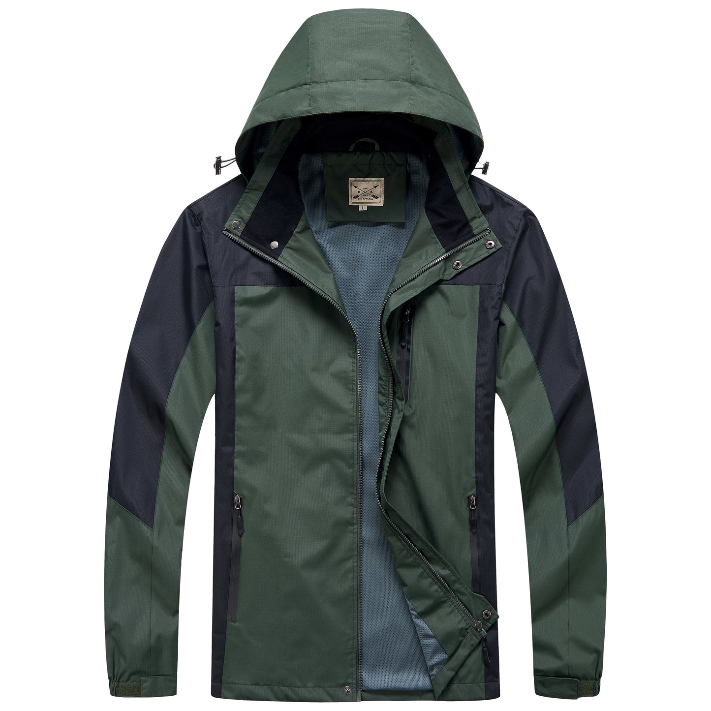 Men's Outdoor Rain Jacket - Black / Grey