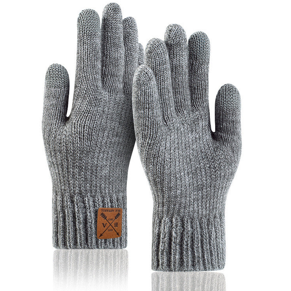 Touch Screen Thermal Knitted Gloves - Grey