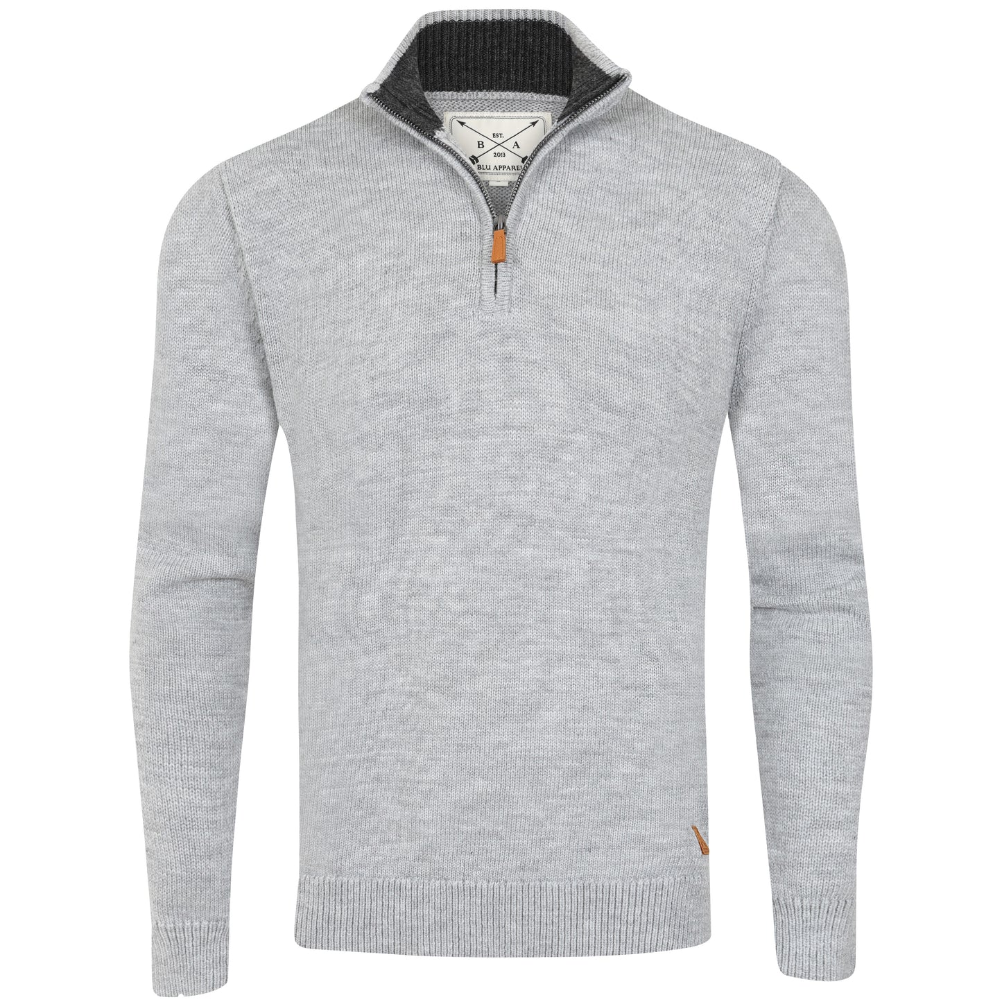Mens 1/4 Zip Knitted Jumper - Grey