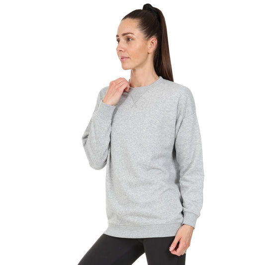 Ladies Oversized Crew Neck Sweater - Grey Marl