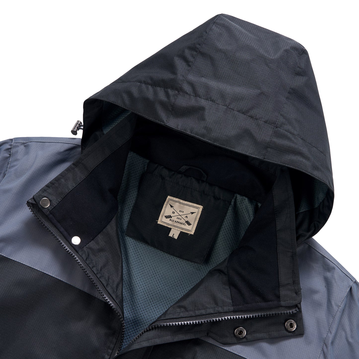 Men's Outdoor Rain Jacket - Black / Grey